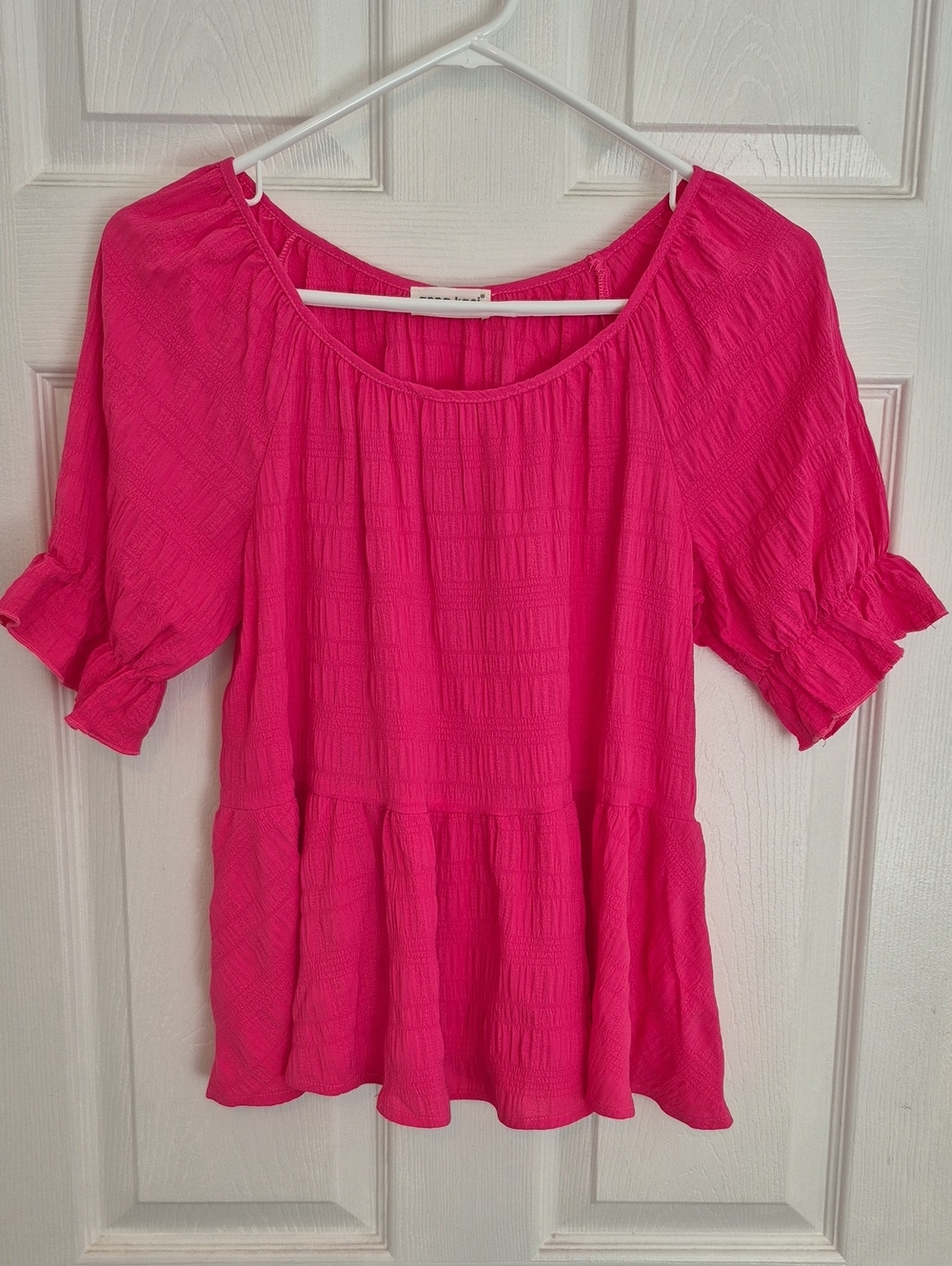 Bright Pink Women’s Peasant Blouse